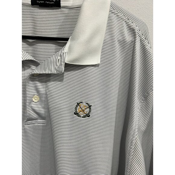 Byron Nelson Eleven Straight Striped Polo Shirt Sz XXL White Gray - Picture 4 of 8